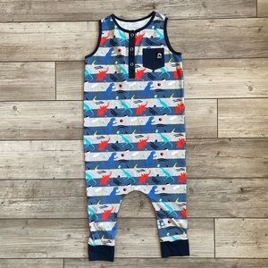 Rags to Raches Dinosaur Print Jumpsuit - Blue and Red